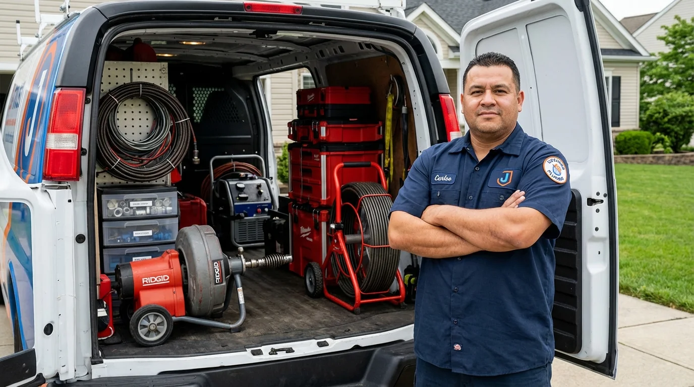 Professional drain cleaning equipment and Johns Plumbing LLC plumber in New Bedford