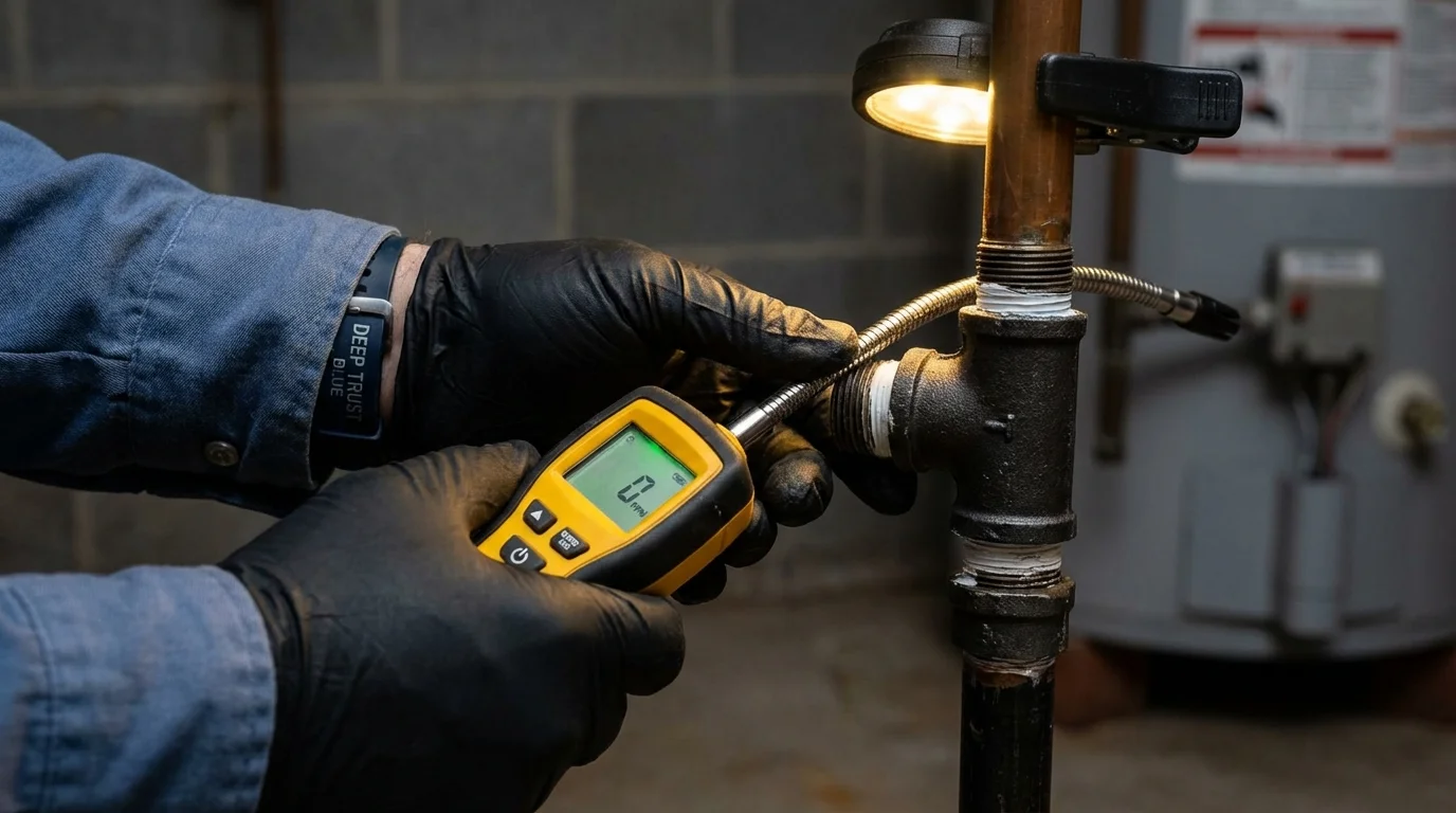 Gas leak detection with electronic sniffer by Johns Plumbing LLC in New Bedford