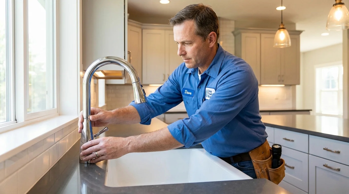 Kitchen faucet installation by Johns Plumbing LLC in New Bedford