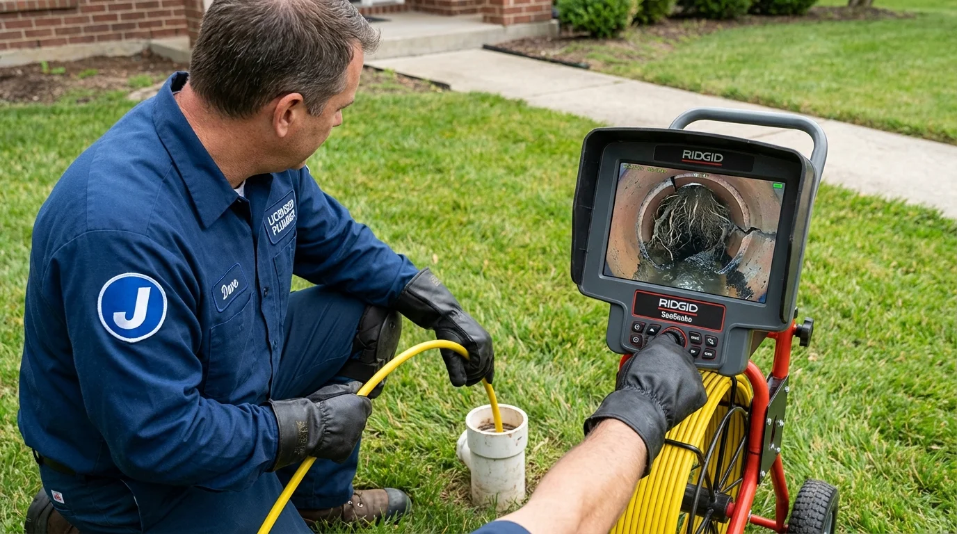Sewer camera inspection being performed by Johns Plumbing LLC in New Bedford